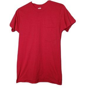 Vintage Single Stitch Mens M T Shirt Red Pocket Kodel Polyester Blend USA